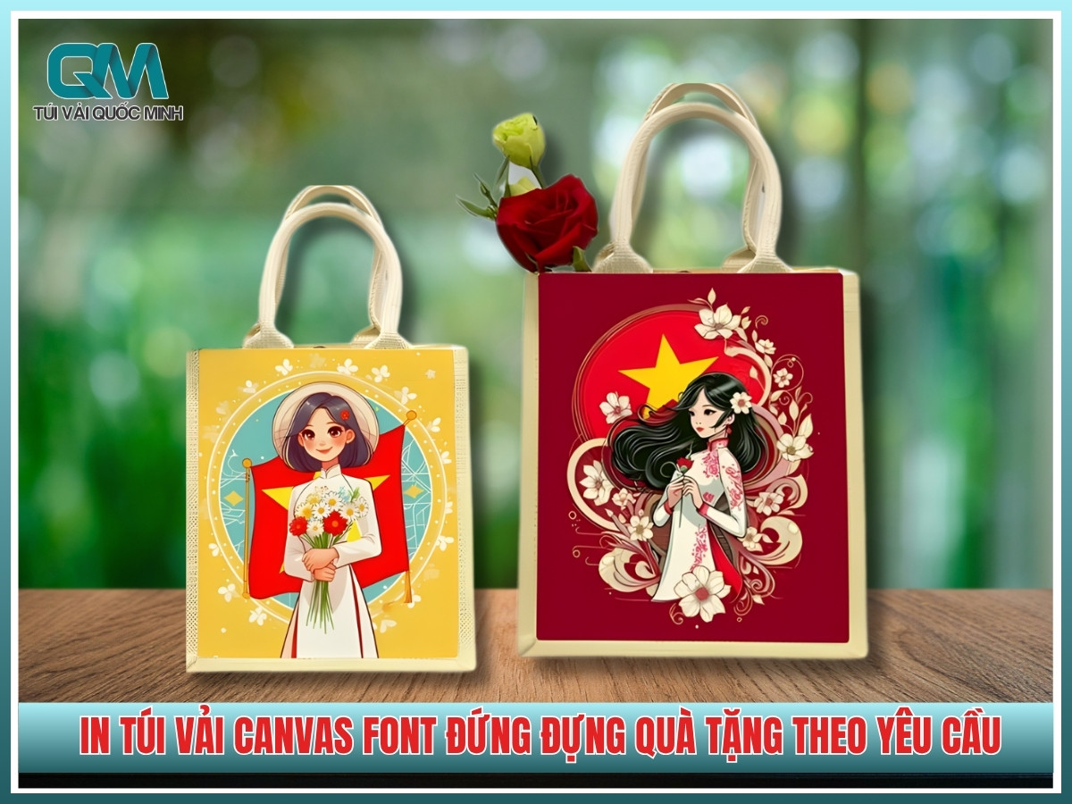 In Túi Vải Quốc Minh - Sản xuất và in túi vải canvas font đứng đựng quà tặng theo yêu cầu
