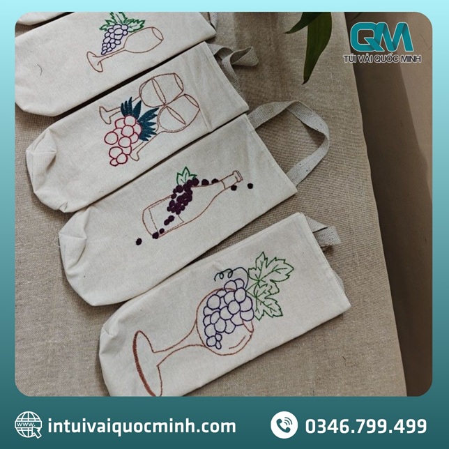 Túi vải canvas font đứng đựng rượu