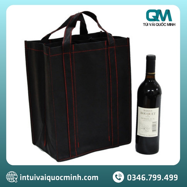 Túi vải canvas font đứng đựng rượu