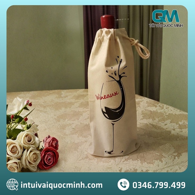 Túi vải canvas font đứng đựng rượu