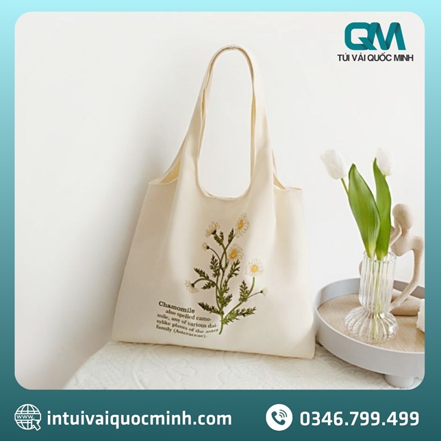 Túi vải canvas in họa tiết hoa
