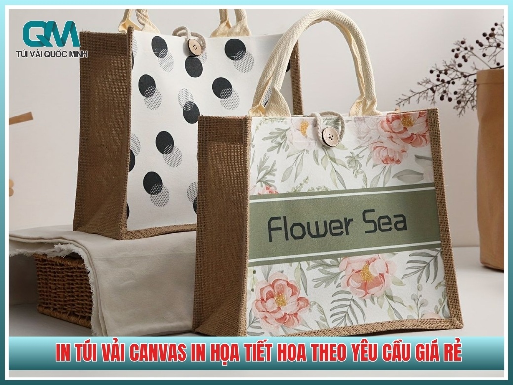 Xưởng sản xuất và in túi vải canvas in họa tiết hoa theo yêu cầu giá rẻ tại TPHCM