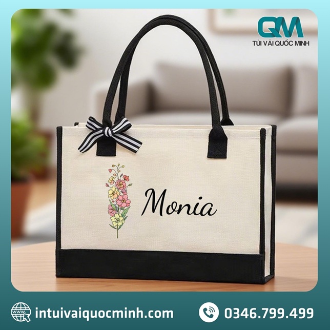 Túi vải canvas in họa tiết hoa
