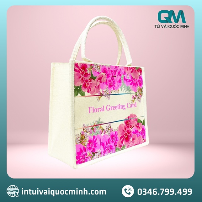 Túi vải canvas in họa tiết hoa
