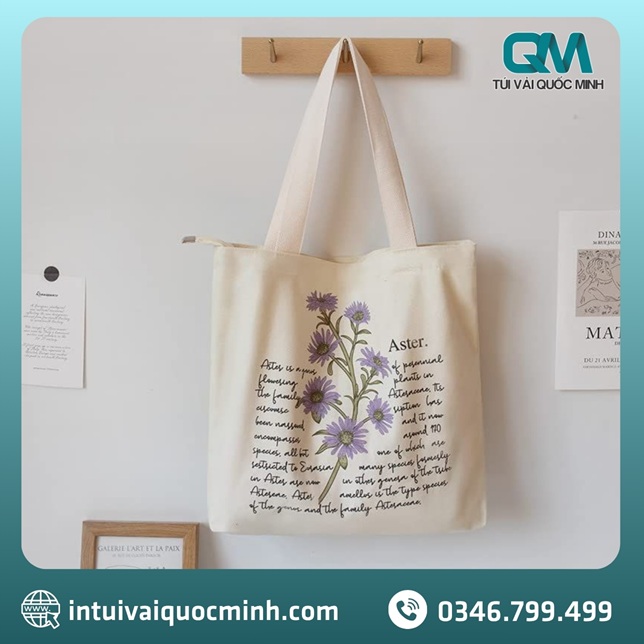 Túi vải canvas in họa tiết hoa