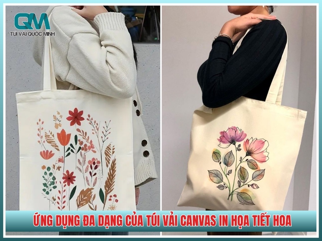 Ứng dụng đa dạng của túi vải canvas in họa tiết hoa