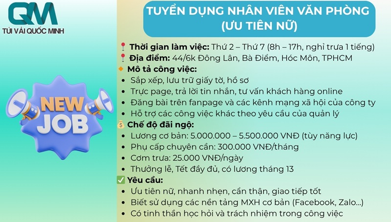 tuyển dụng in túi vải tại Quốc Minh