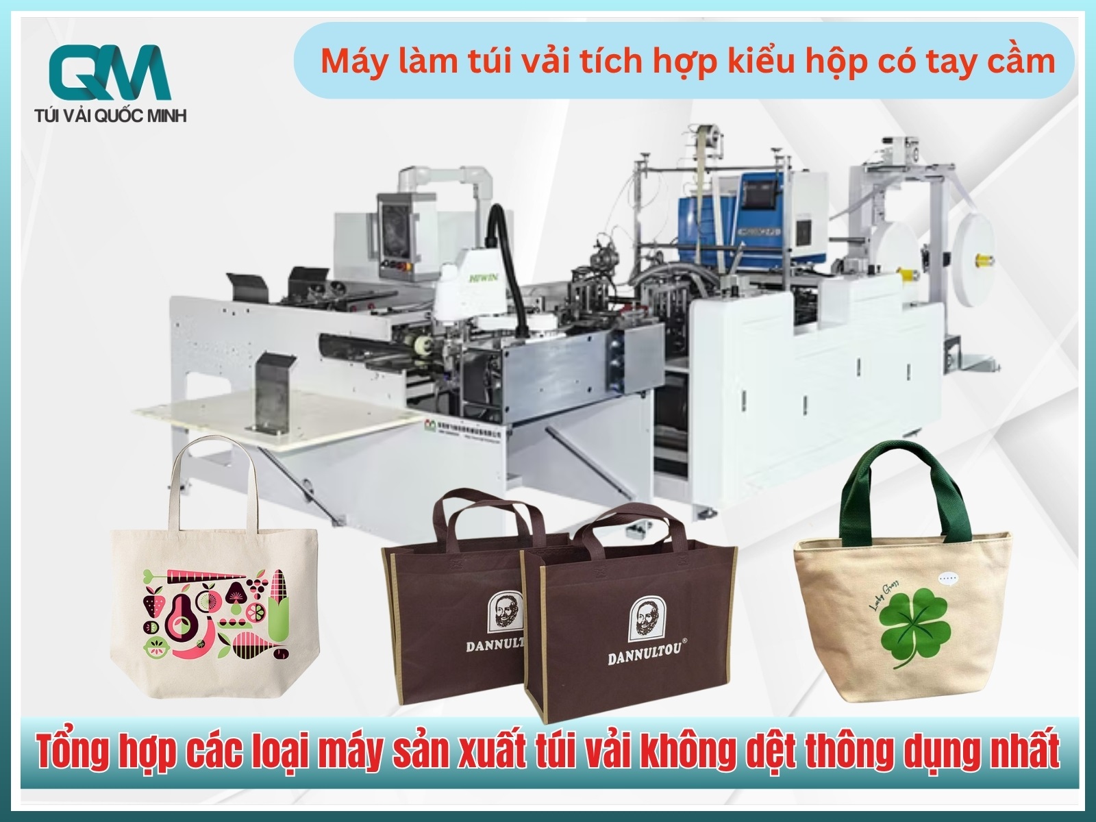 Máy làm túi vải tích hợp kiểu hộp có tay cầm