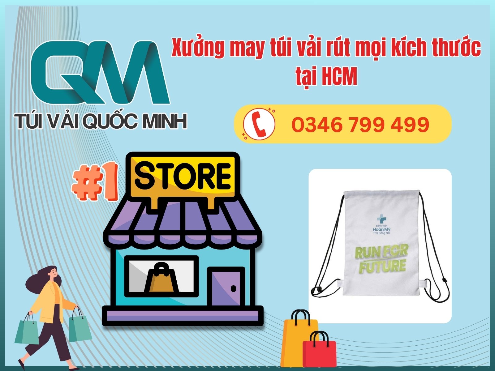 Xưởng may túi vải rút mọi kích thước đẹp từ số lượng ít tại HCM