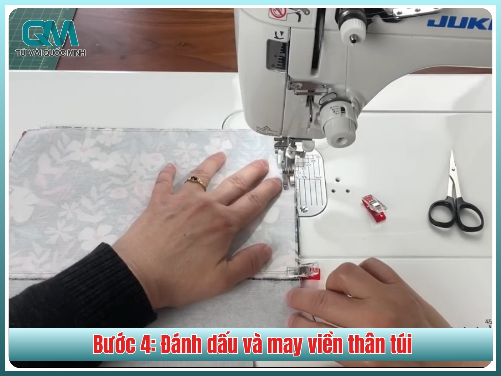 Bước 4: Đánh dấu và may viền thân túi