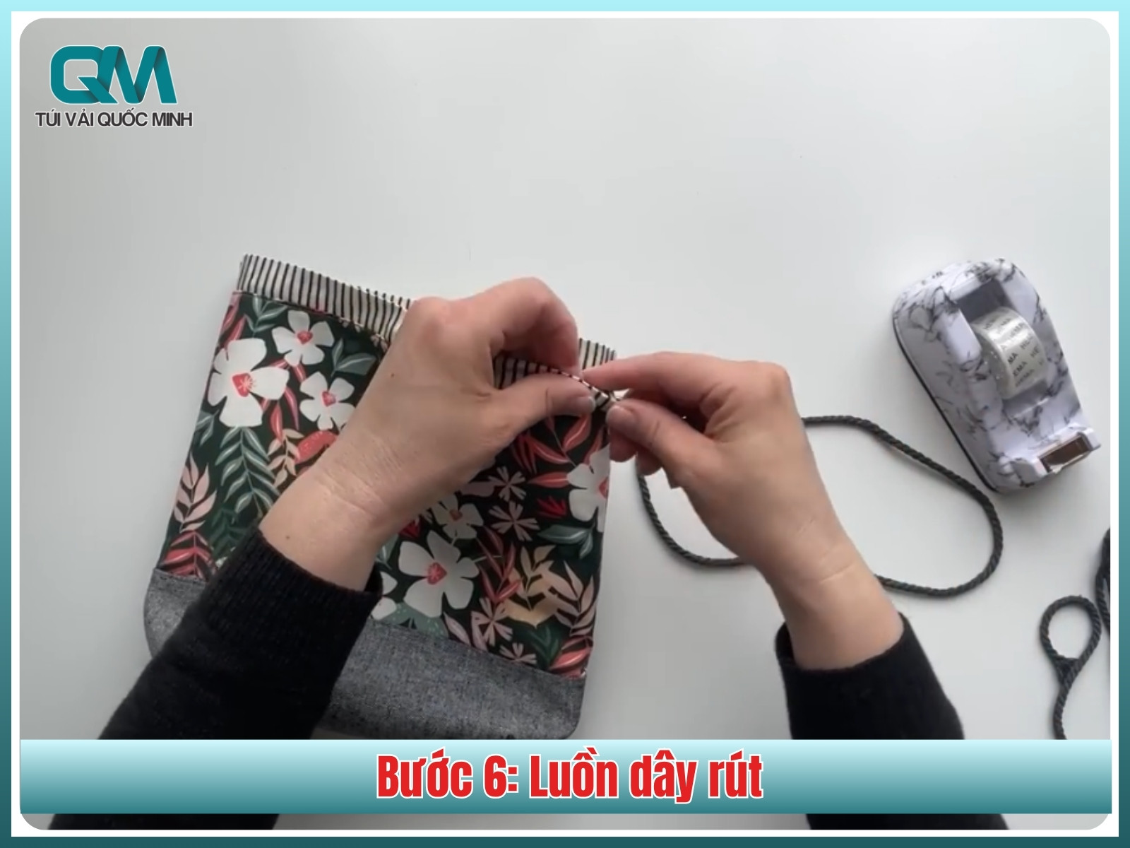 Bước 6: Luồn dây rút