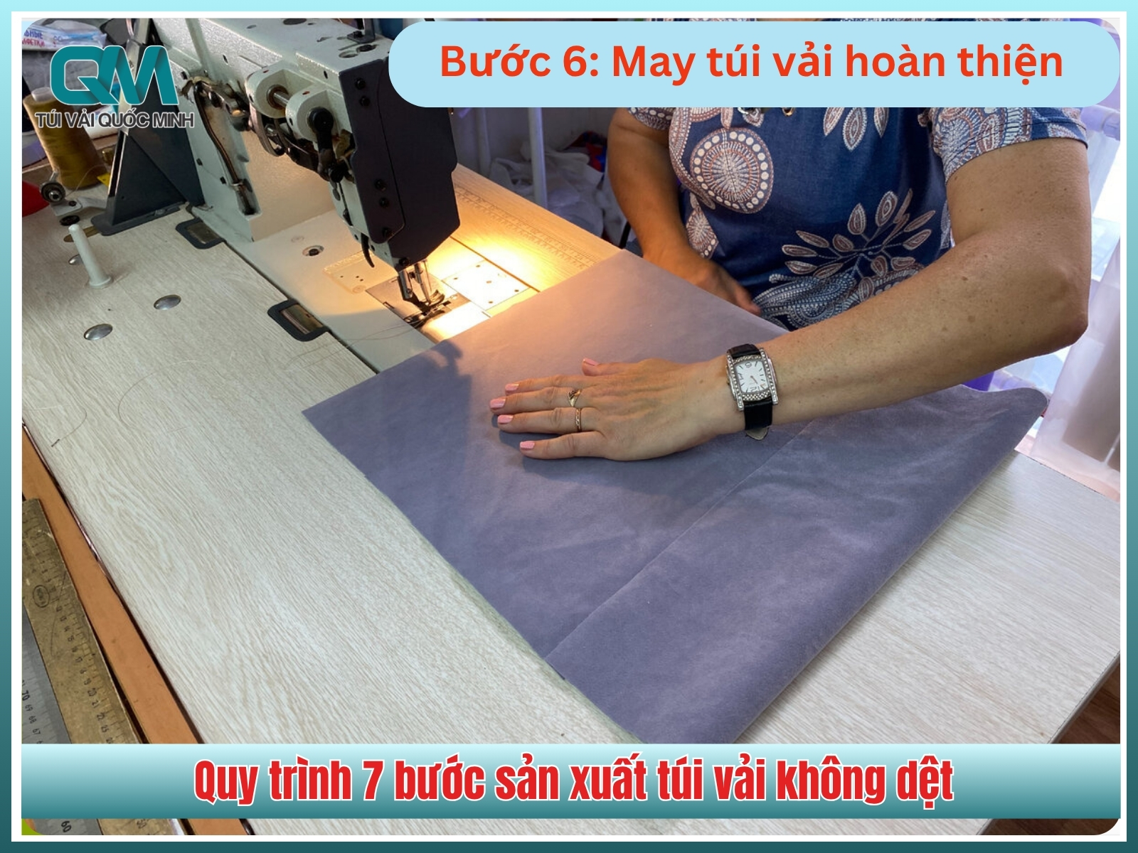 Bước 6: May túi vải hoàn thiện