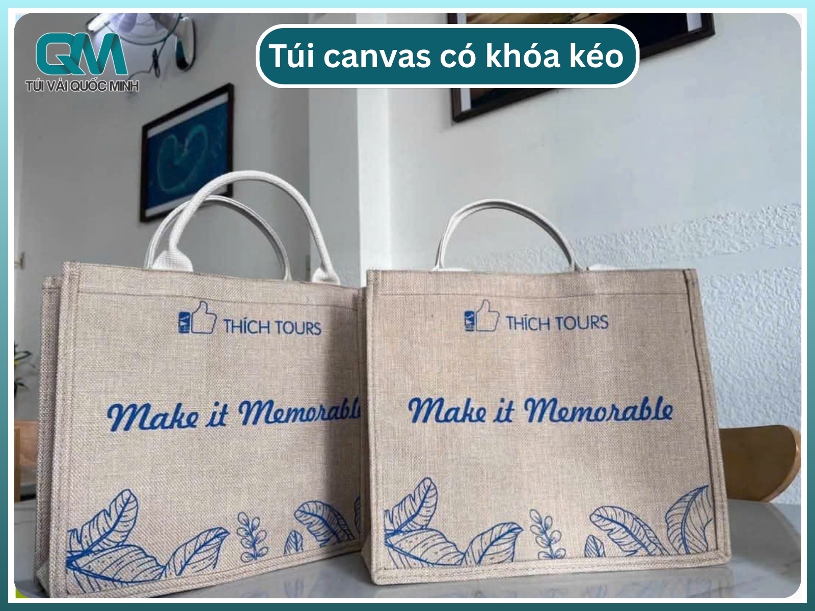 Túi canvas có khóa kéo