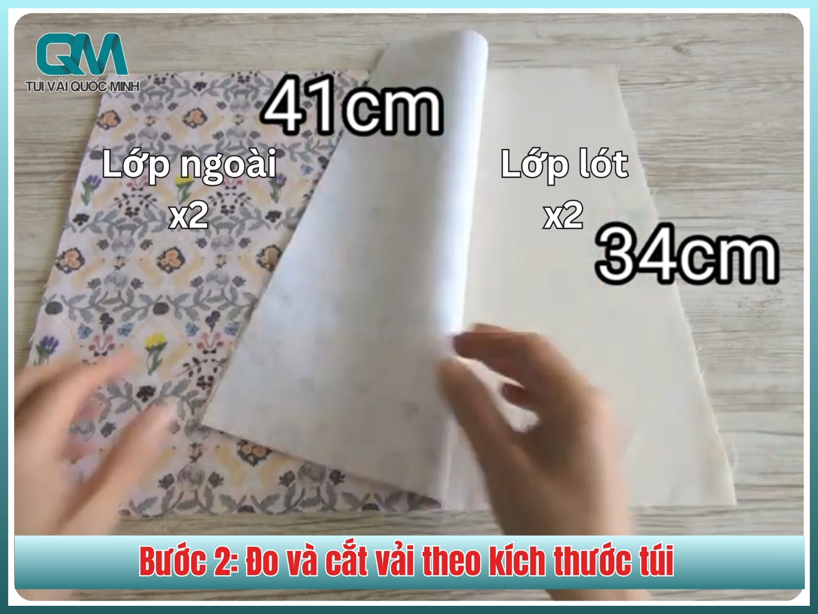 Bước 2: Đo và cắt vải theo kích thước túi