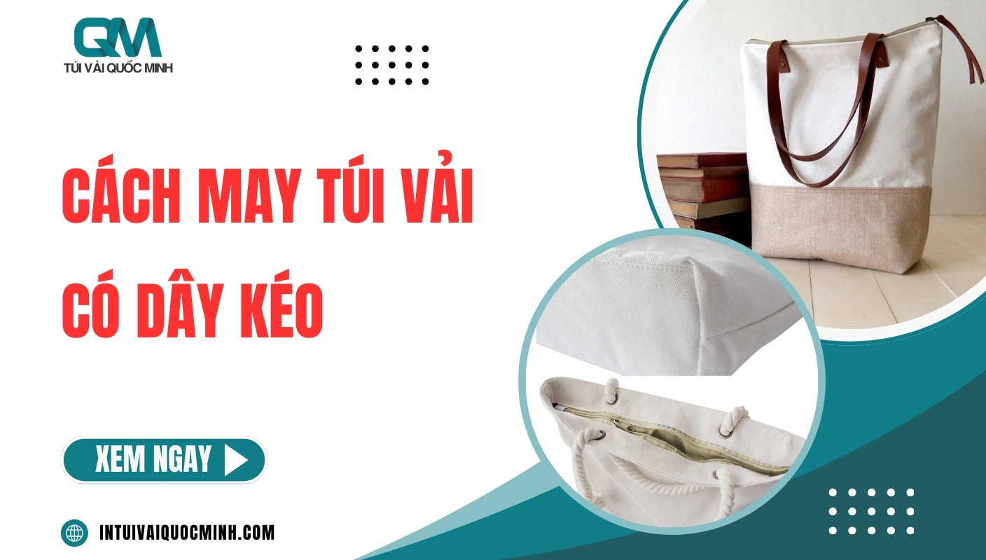 cách may túi vải có dây kéo