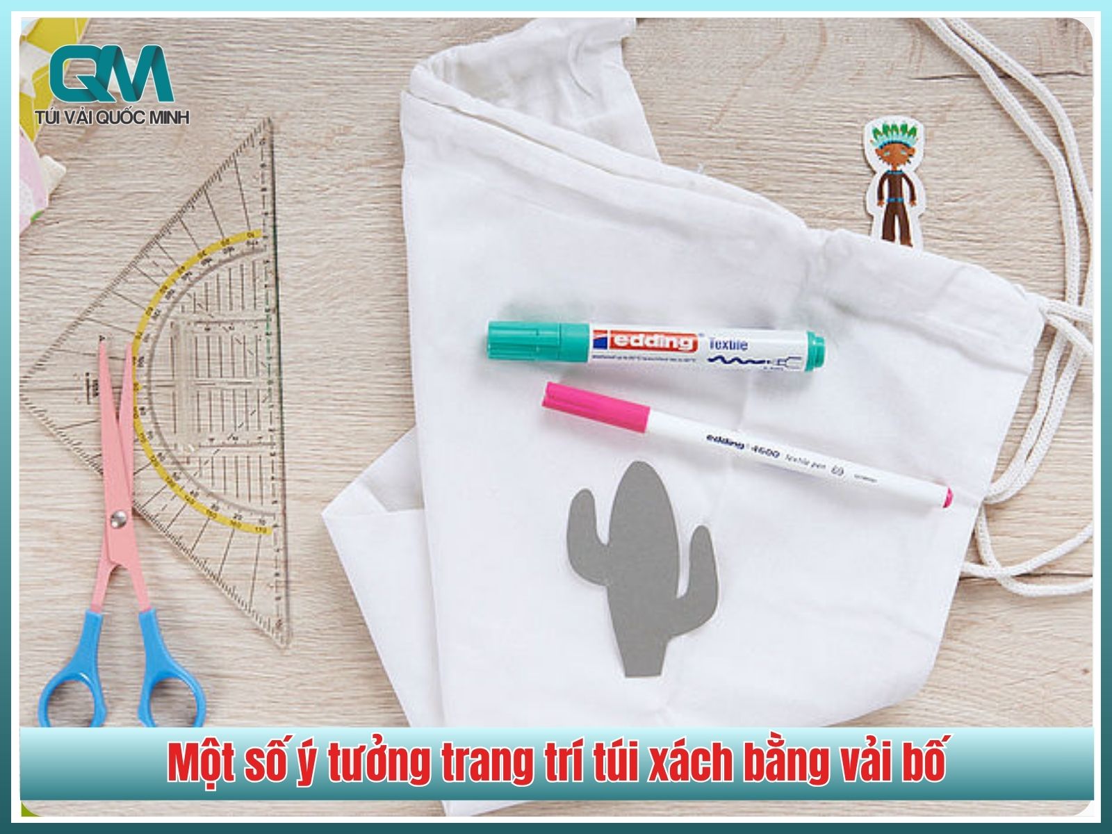 Một số ý tưởng trang trí túi xách bằng vải bố