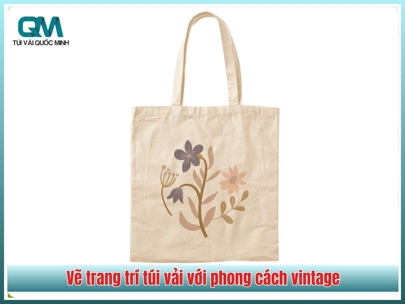 Vẽ trang trí túi vải với phong cách vintage