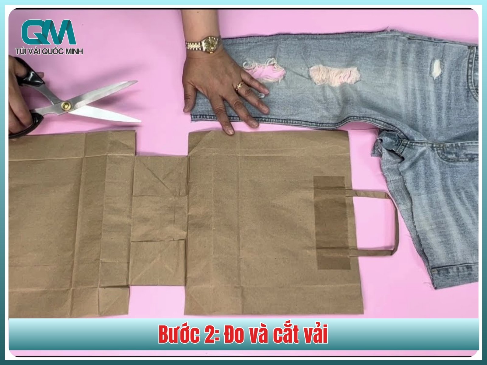 Bước 2: Đo và cắt vải