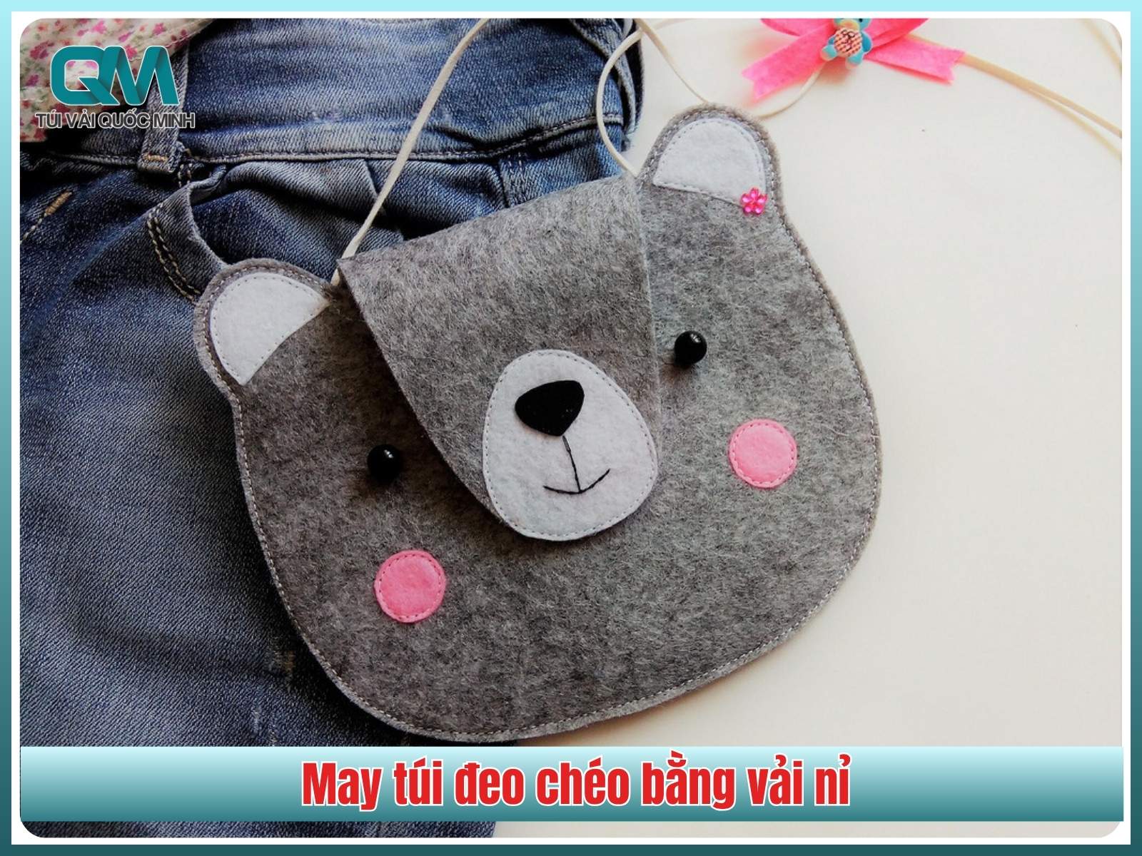 May túi đeo chéo bằng vải nỉ