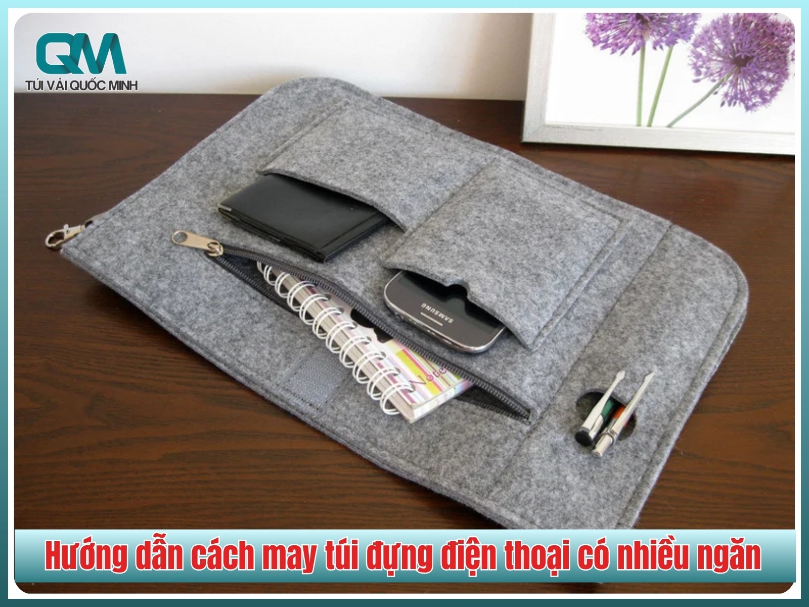 Hướng dẫn cách may túi đựng điện thoại có nhiều ngăn
