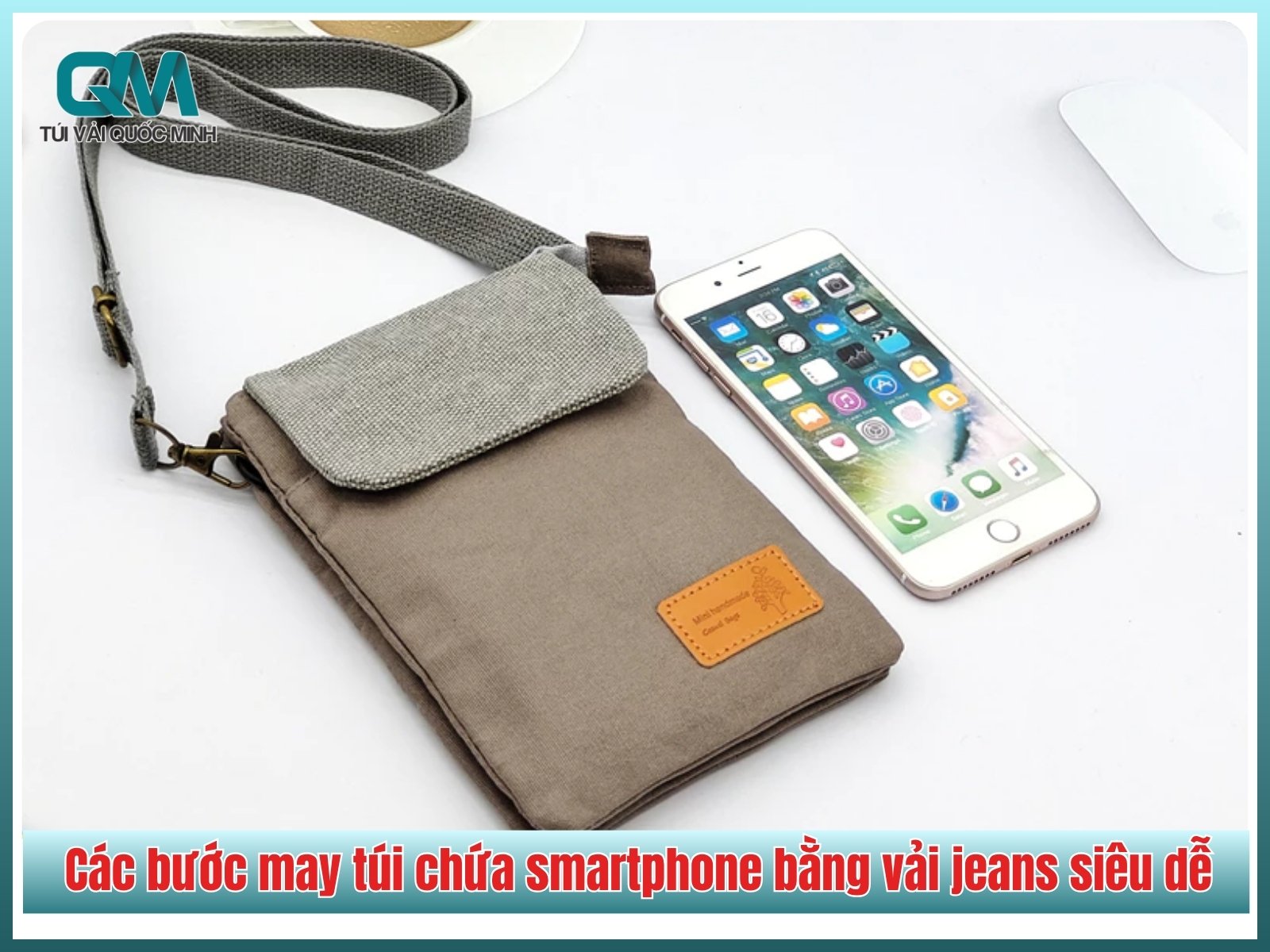 5 bước may túi chứa smartphone bằng vải jeans siêu dễ
