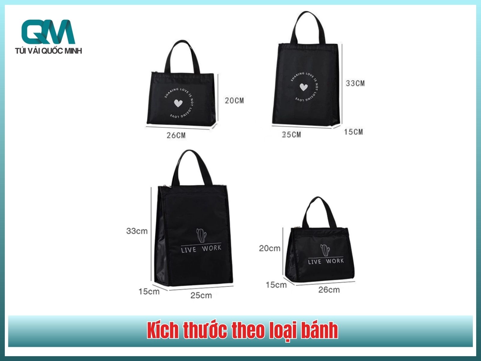 Kích thước theo loại bánh