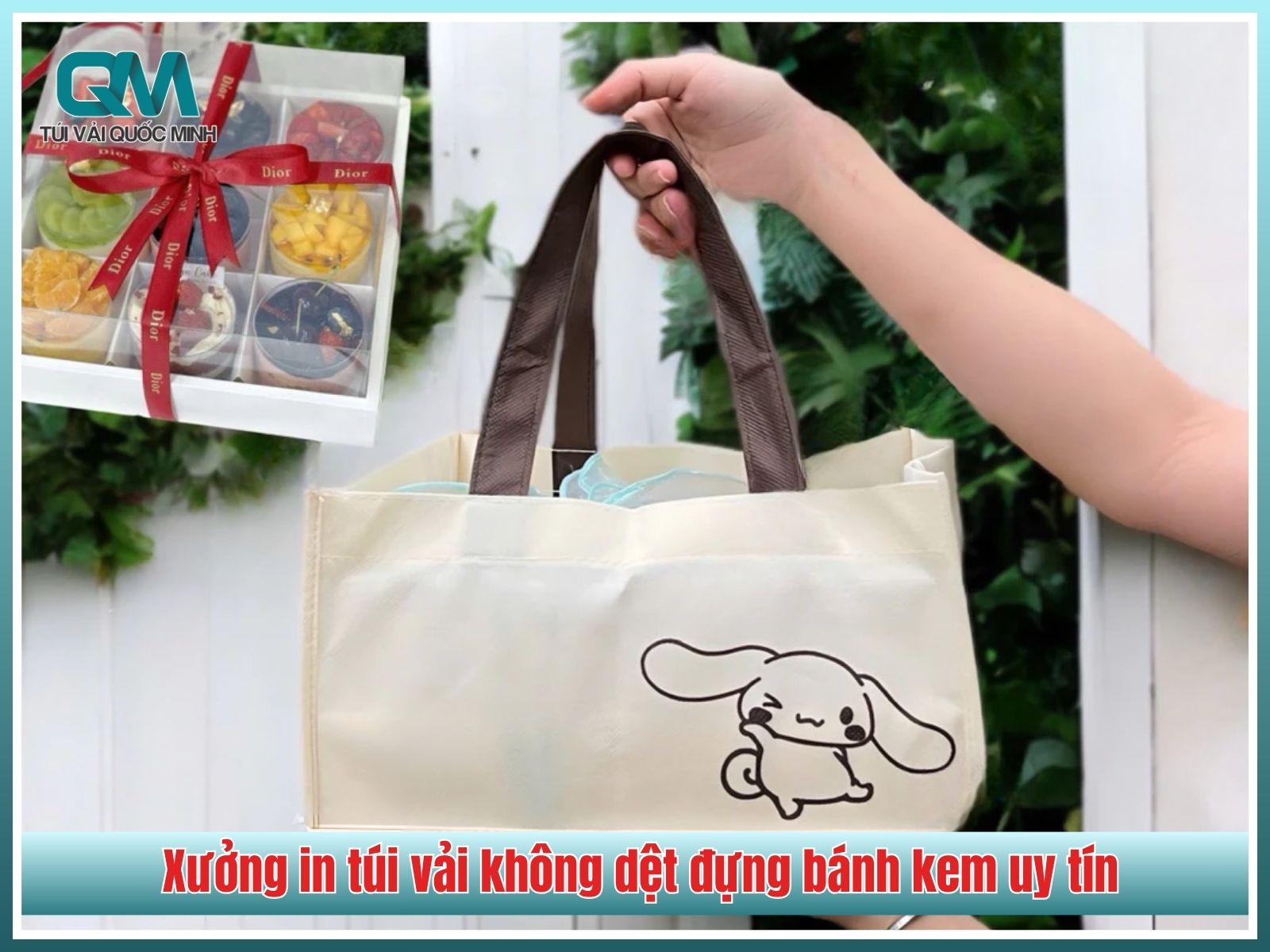 Xưởng in túi vải không dệt đựng bánh kem uy tín tại HCM - In Túi Vải Quốc Minh