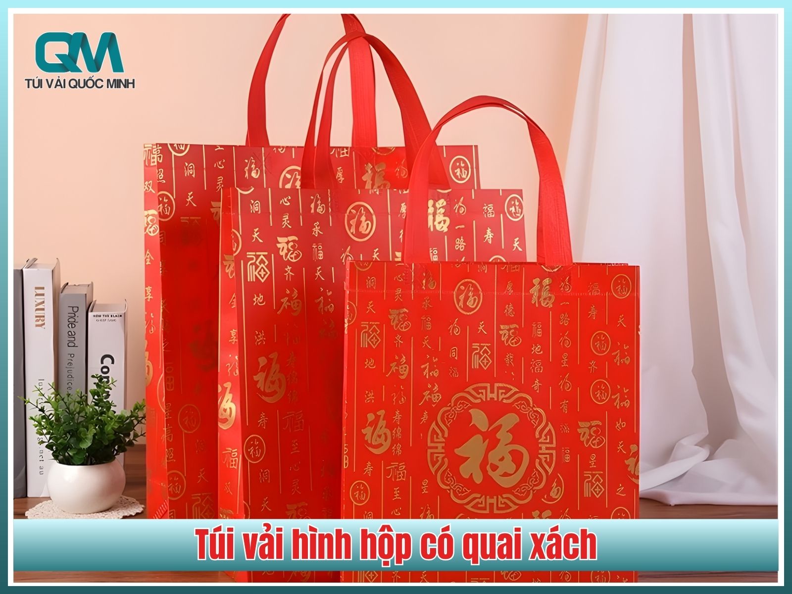 Túi vải hình hộp có quai xách