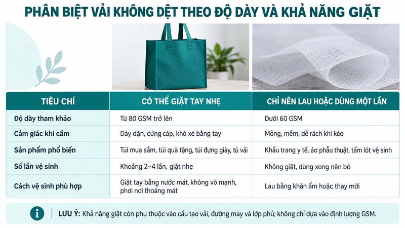 túi vải không dệt được cho vào túi giặt lưới trước khi giặt máy