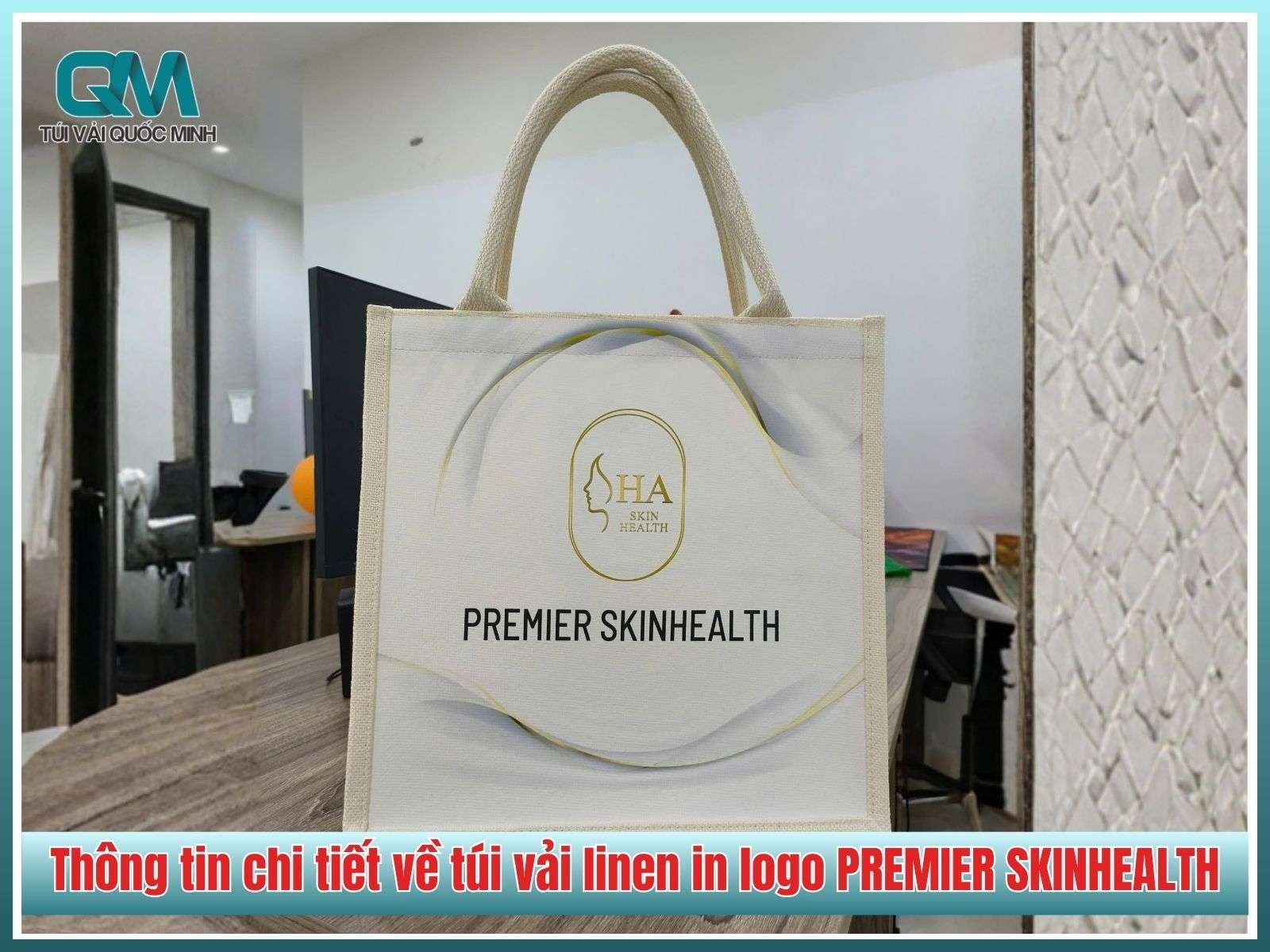 Thông tin chi tiết về túi vải linen in logo PREMIER SKINHEALTH