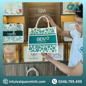 Mẫu túi vải Linen in logo ngân hàng BIDV phổ biến