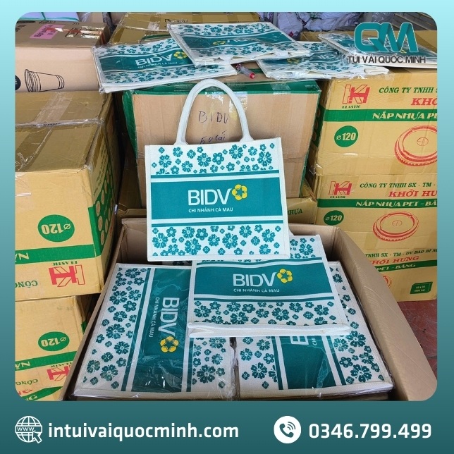 Xưởng sản xuất túi vải Linen in logo ngân hàng BIDV uy tín tại TPHCM