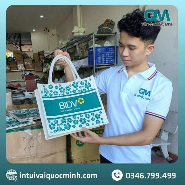 Túi vải Linen in logo ngân hàng BIDV