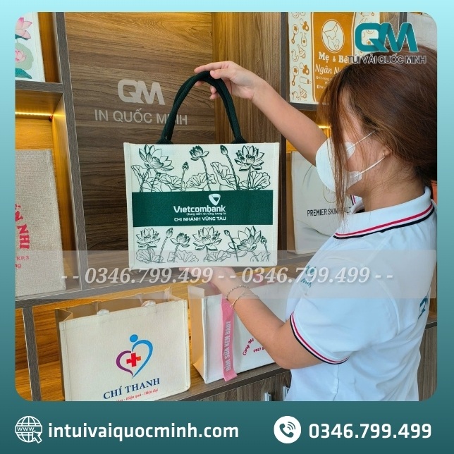 Cam kết khi đặt may túi vải Linen in logo ngân hàng Vietcombank tại Quốc Minh