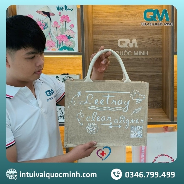 Túi vải đay in logo phòng khám nha khoa Leetray