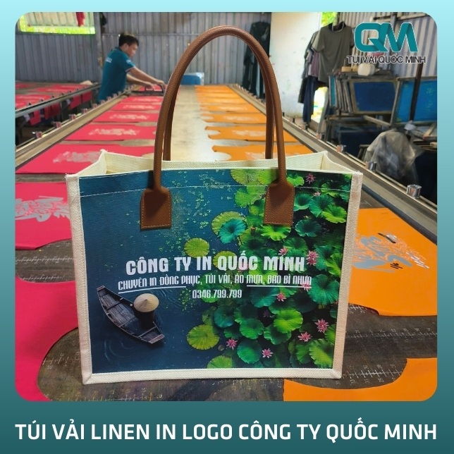 Thông tin về túi vải Linen in logo công ty Quốc Minh