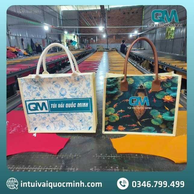 túi vải Linen in logo công ty Quốc Minh