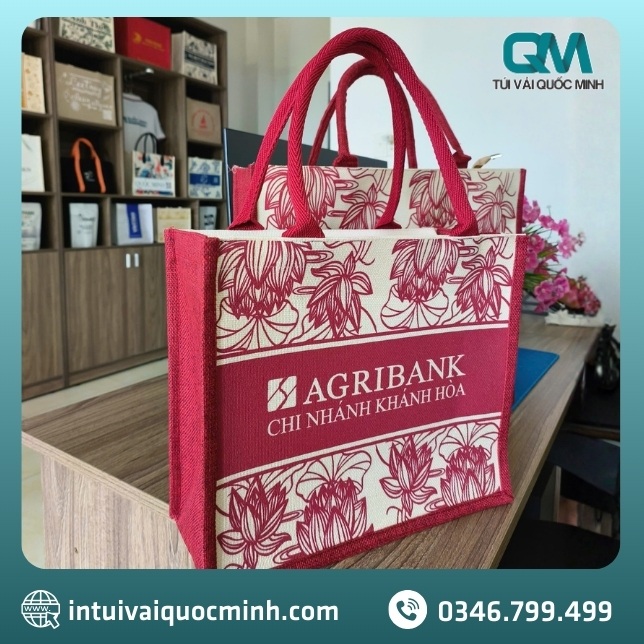 Đặt may túi vải linen in logo Agribank tại In Túi Vải Quốc Minh