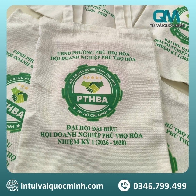 Xưởng sản xuất túi vải canvas in logo Hội Doanh Nghiệp chất lượng giá rẻ