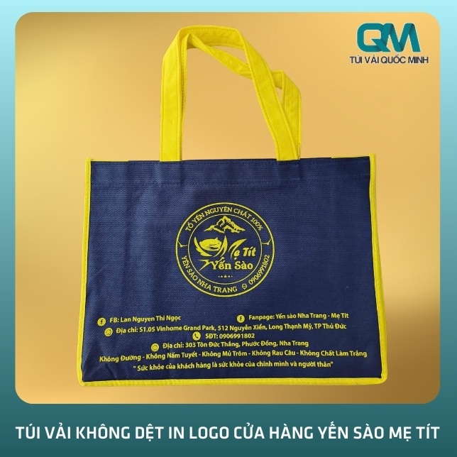 Tổng quan về túi vải không dệt in logo cửa hàng yến sào Mẹ Tít