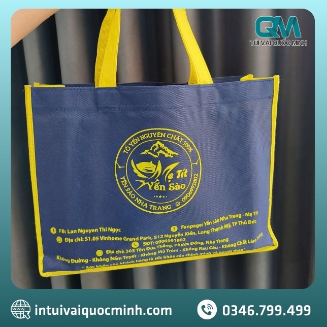 Ứng dụng đa dạng của túi vải không dệt in logo cửa hàng yến sào Mẹ Tít