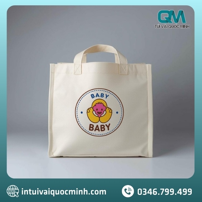 Ưu điểm của túi vải canvas dạng hộp in logo shop bỉm sữa