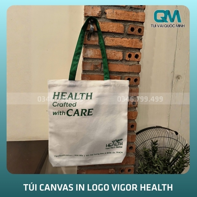 Thông tin về túi canvas in logo Vigor Health