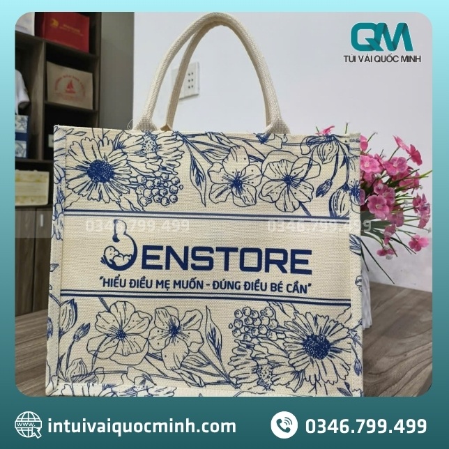 Đặt may túi vải Linen in logo Benstore giá tốt tại In Túi Vải Quốc Minh