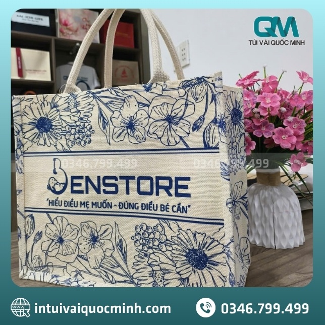 Ứng dụng của túi vải Linen in logo Benstore