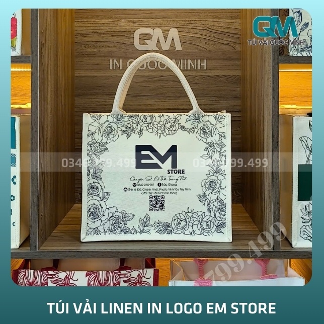 Thông tin cơ bản về túi vải Linen in logo EM Store