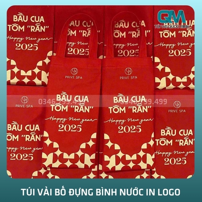 Giới thiệu túi vải bố đựng bình nước in logo