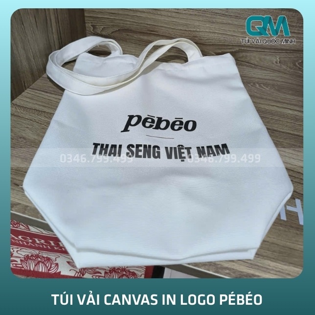 Thông tin về túi vải canvas in logo Pébéo