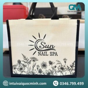 Top 5 mẫu túi vải đay Linen trắng ngà phối dây đen in logo được yêu thích nhất