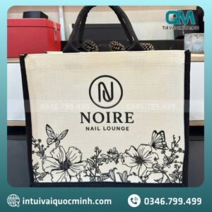 Top 5 mẫu túi vải đay Linen trắng ngà phối dây đen in logo được yêu thích nhất